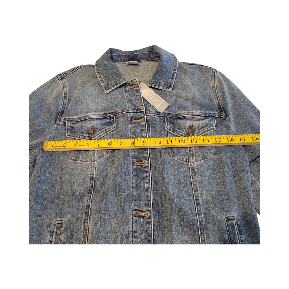 Chico's Blue Jean Jacket Relaxed Fit Timeless Design - Picture 10 of 13